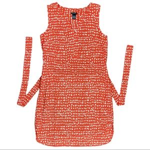 Ann Taylor dress size small women’s orange white with toes at waist sleeveless